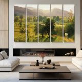 Conway Valley New Hampshire by Albert Bierstadt - multi-panel canvas displayed in a modern living room