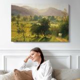Conway Valley New Hampshire by Albert Bierstadt - single-panel canvas displayed above a sofa