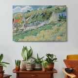 Cottages by Vincent Van Gogh - single-panel canvas displayed above a console table