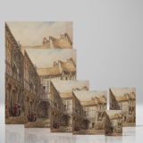 Courtyard, Rue de La Tannerie - Medieval French House By Lewis John Wood canvas wall art - Image 4