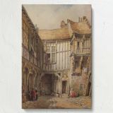 Courtyard, Rue de La Tannerie - Medieval French House By Lewis John Wood canvas wall art - Image 7