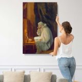 Clown Seated at a Dressing Table by John Sloan canvas print, displayed on a wall