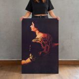 Woman in a Dark Patterned Dress by John Sloan canvas print, held for scale
