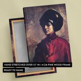 Woman in a Red Jacket and Black Hat by John Sloan canvas print, front and back view
