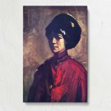 Woman in a Red Jacket and Black Hat by John Sloan canvas print, front view