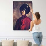 Woman in a Red Jacket and Black Hat by John Sloan canvas print, displayed on a wall