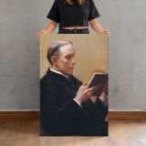 Man Reading a Book by Lilla Cabot Perry canvas print, held for scale