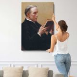 Man Reading a Book by Lilla Cabot Perry canvas print, displayed on a wall
