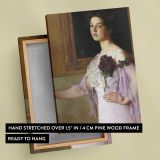 Woman Holding Purple Flowers by Lilla Cabot Perry canvas print, front and back view