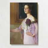 Woman Holding Purple Flowers by Lilla Cabot Perry canvas print, front view