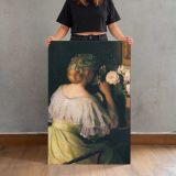 Woman with Flowers in Her Hair by Lilla Cabot Perry canvas print, held for scale