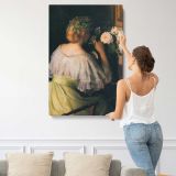Woman with Flowers in Her Hair by Lilla Cabot Perry canvas print, displayed on a wall