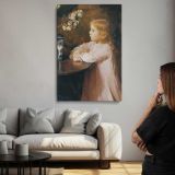 Little Girl beside a Vase of Blossoms by Lilla Cabot Perry canvas print, room display