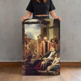 Classical Gathering on a Terrace by Frederic Leighton canvas print, held for scale