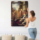 Classical Gathering on a Terrace by Frederic Leighton canvas print, displayed on a wall
