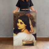 Woman Looking over Her Shoulder by Frederic Leighton canvas print, held for scale