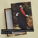Woman in Black with a Red Scarf by Frederic Leighton canvas print, front and back view