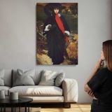Woman in Black with a Red Scarf by Frederic Leighton canvas print, room display