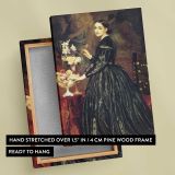 Woman in a Dark Dress beside Flowers by Frederic Leighton canvas print, front and back view