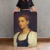 Young Girl in a White Blouse by Frederic Leighton canvas print, held for scale