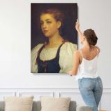Young Girl in a White Blouse by Frederic Leighton canvas print, displayed on a wall