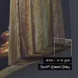 Woman and Child beside Classical Statues by Frederic Leighton canvas print, canvas edge detail