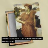 Woman in a Terracotta Dress by Frederic Leighton canvas print, front and back view