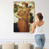 Woman in a Terracotta Dress by Frederic Leighton canvas print, displayed on a wall