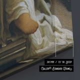 Woman Resting in a White Dress by Frederic Leighton canvas print, canvas edge detail