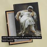 Woman Resting in a White Dress by Frederic Leighton canvas print, front and back view