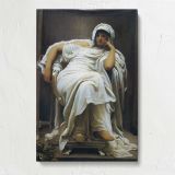 Woman Resting in a White Dress by Frederic Leighton canvas print, front view