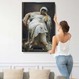 Woman Resting in a White Dress by Frederic Leighton canvas print, displayed on a wall