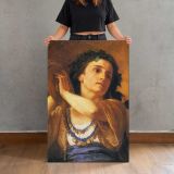 Woman Wearing a Blue Beaded Necklace by Mary Cassatt canvas print, held for scale
