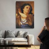 Woman Wearing a Blue Beaded Necklace by Mary Cassatt canvas print, room display