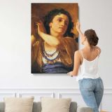Woman Wearing a Blue Beaded Necklace by Mary Cassatt canvas print, displayed on a wall