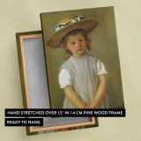 Little Girl in a Straw Hat by Mary Cassatt canvas print, front and back view
