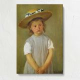 Little Girl in a Straw Hat by Mary Cassatt canvas print, front view