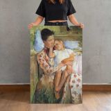 Mother Holding a Child in a Garden by Mary Cassatt canvas print, held for scale