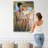 Mother Holding a Child in a Garden by Mary Cassatt canvas print, displayed on a wall