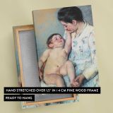 Mother Gazing at Her Baby by Mary Cassatt canvas print, front and back view