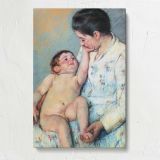 Mother Gazing at Her Baby by Mary Cassatt canvas print, front view