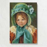 Little Girl in a Green Bonnet by Mary Cassatt canvas print, front view