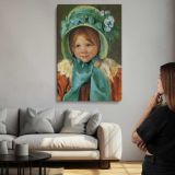 Little Girl in a Green Bonnet by Mary Cassatt canvas print, room display