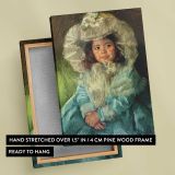 Little Girl in a Blue Coat and Floral Hat by Mary Cassatt canvas print, front and back view