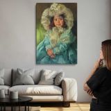 Little Girl in a Blue Coat and Floral Hat by Mary Cassatt canvas print, room display