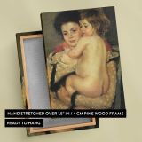 Mother Embracing a Child by Mary Cassatt canvas print, front and back view