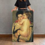 Mother Embracing a Child by Mary Cassatt canvas print, held for scale