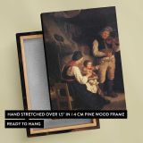 Family beside a Hearth canvas print, front and back view