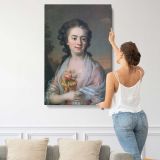 Woman with a Floral Corsage canvas print, displayed on a wall