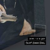 Woman Holding an Open Book canvas print, canvas edge detail